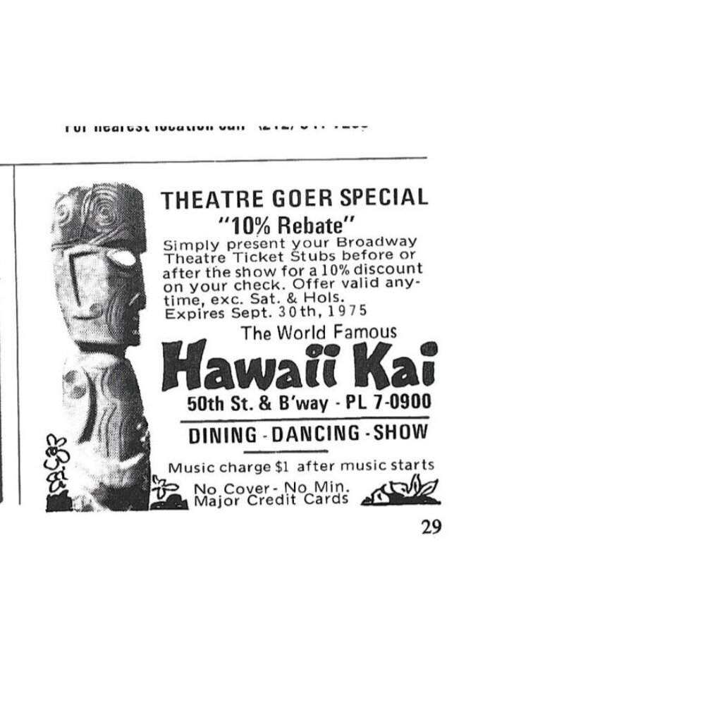 Hawaii Dining Dancing Show New York City 1970s Vintage Print Ad 9 inch